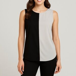 Naked Zebra Black & White Colorblock Sleeveless Blouse‎ Size L